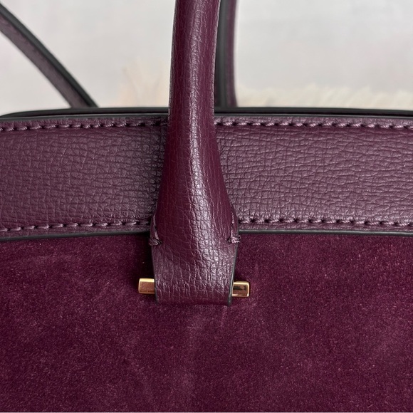 KARL LAGERFELD Simone Suede Leather Top Handle Raisin Satchel Crossbody--NWT - Picture 8 of 16